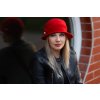 Bonneta Rabionek Dámský vlněný klobouk s plastickou ozdobou a dvěma perličkami Ruth červený outfit