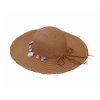 Bonneta Dámský letní cloche klobouk s provázkem a mušlemi okolo koruny Adeline hnědý