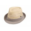Bonneta Karfil Unisex letní trilby klobouk s proplétaným vzorem na koruně Aaron šedý