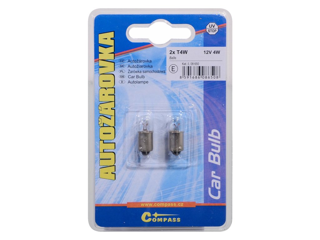 Žárovka 12V T4W 4W Ba9s blister 2ks
