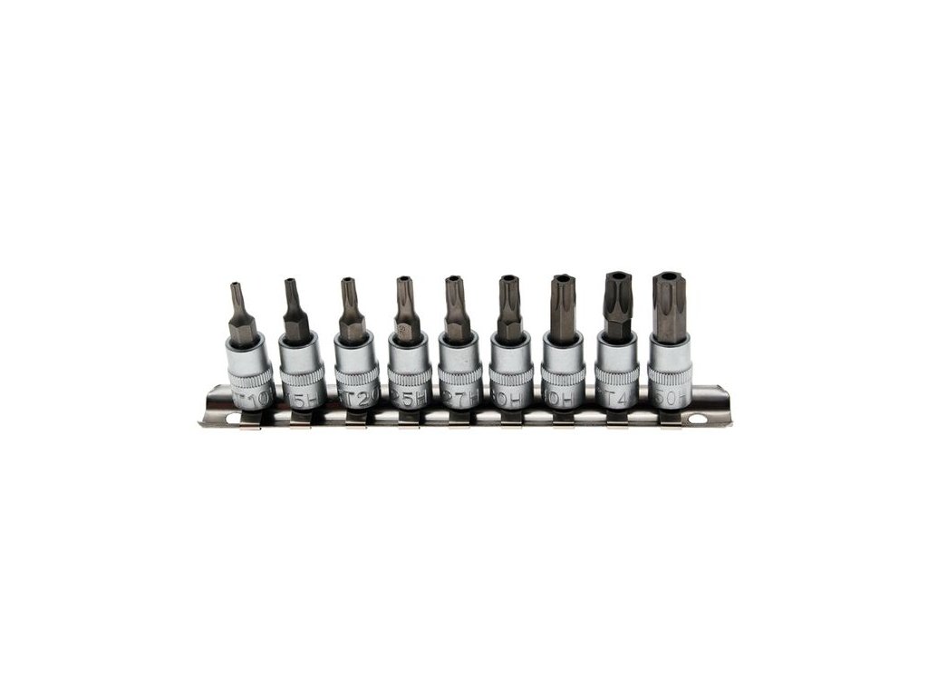 436326 zastrcne hlavice 1 4 torx s otvorem tt10 tt50 sada 9 ks na liste bgs 2165