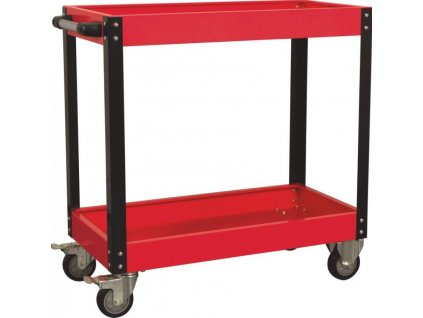 Dílenský montážní vozík - pojízdný manipulační stolek, 2 patra, s rukojetí