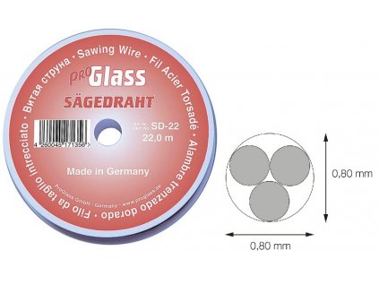 Řezací drát na autoskla, průměr 0.80 mm, 22 m - ProGlass SD-22