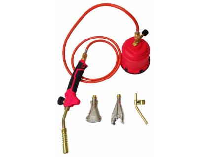 Pájecí hořák na kartuše 190 g, výkon 1,2 kW, s hadičkou a nástavci