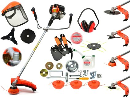 434667 benzinovy krovinorez 1 3 kw sada s kotouci nozi maskou strunami sixtol