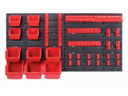 Závěsná stěna, držák s 10 boxy a 22 úchyty na nářadí, 800x165x400 mm, plast - ORDERLINE