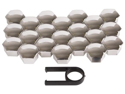 481324 kryty sroubu kol 17 mm chromove s pinzetou 21 ks