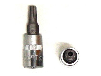 Zástrčné hlavice Torx s otvorem, 1/4", 5hranné, velikosti TS10-TS30 - JONNESWAY (Varianta JONNESWAY S08H2TS25 Velikost: TS10)