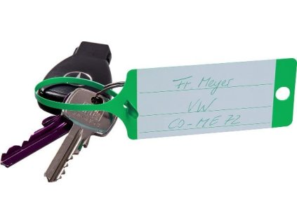 Klíčenky - visačky na klíče se štítkem a poutkem, plast, různé barvy, balení 100 ks (Varianta visačky na klíče se štítkem a poutkem modré, plast, balení 100 ks Barva: červená)