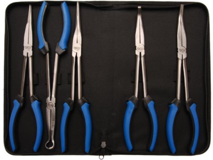 Kleště na jemnou mechaniku rovné a zahnuté, prodloužené 290 mm, sada 5 ks - BGS 414