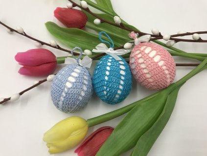 Háčkovaná velikonoční vajíčka