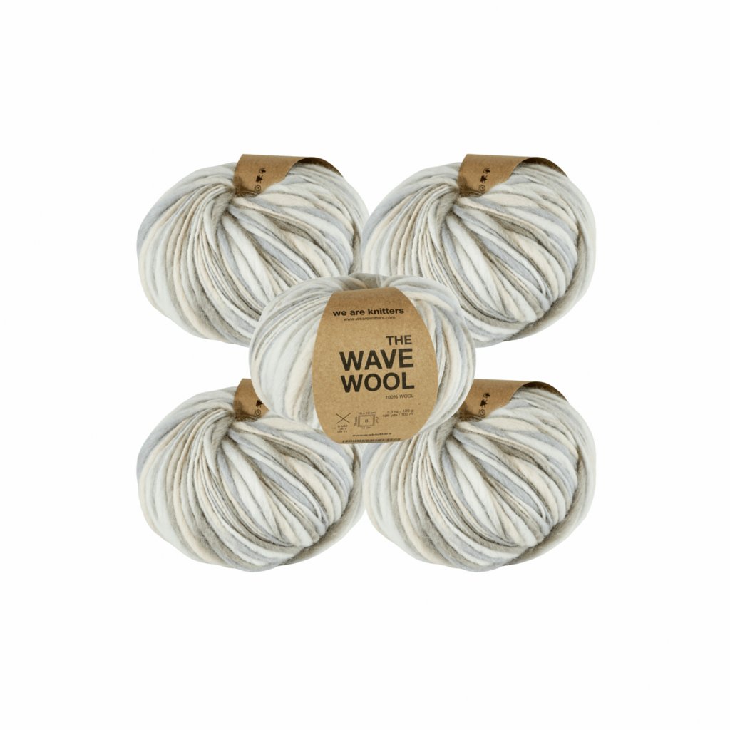 Sada 5x příze The Wave Wool – Grey Tie Dye