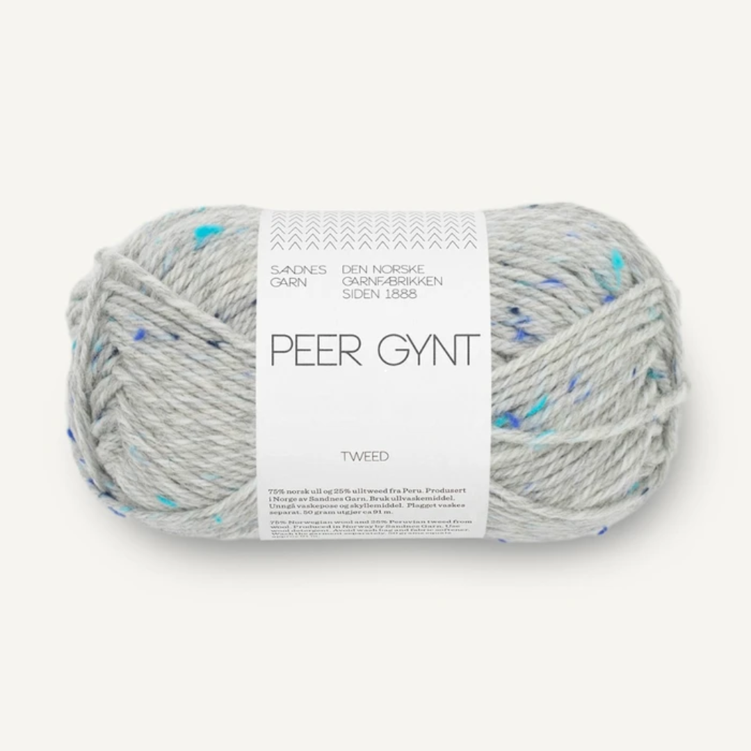 Sandnes Garn Peer Gynt 1502 – lys gråmelert blå tweed