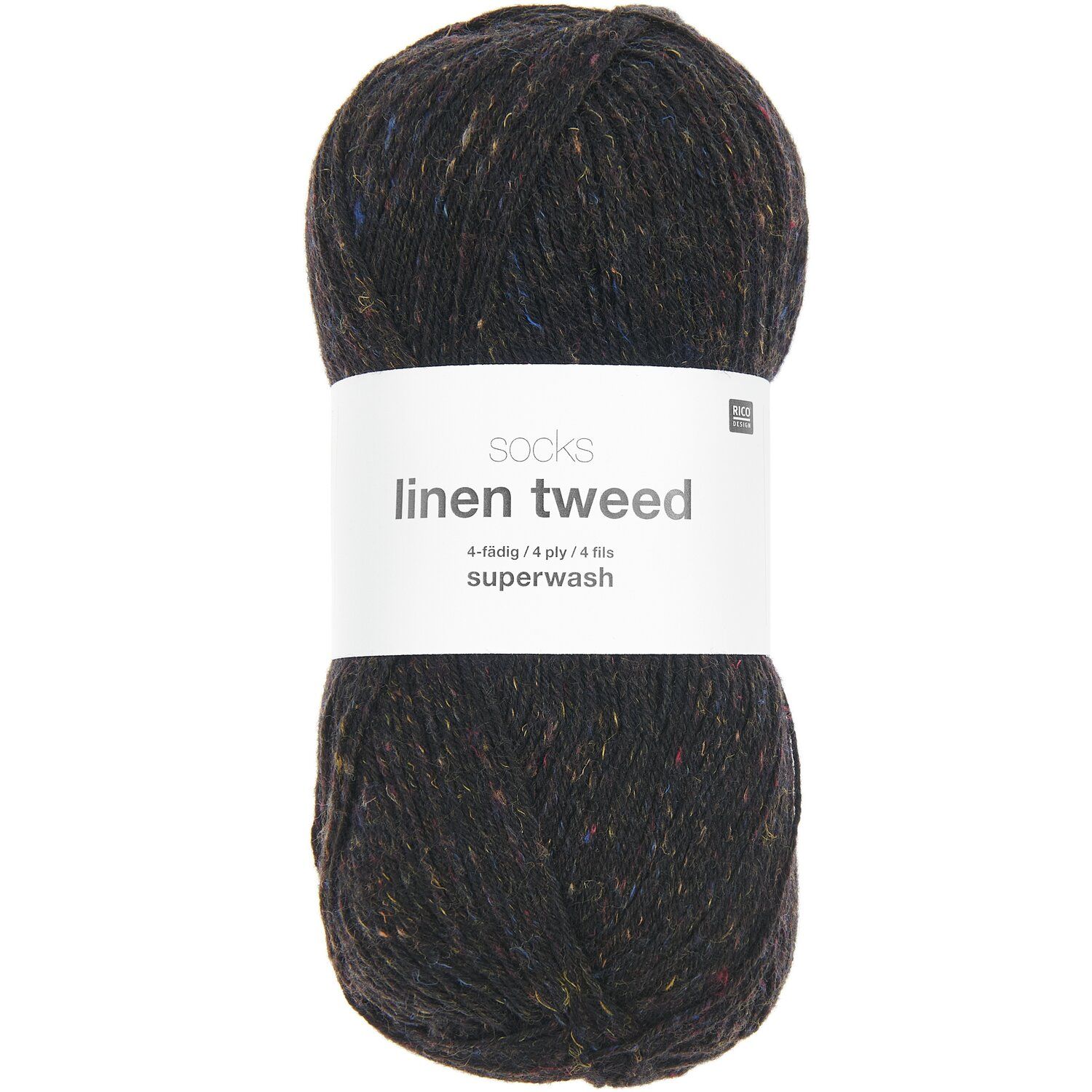 Rico Design Socks Linen Tweed 007 – schwarz