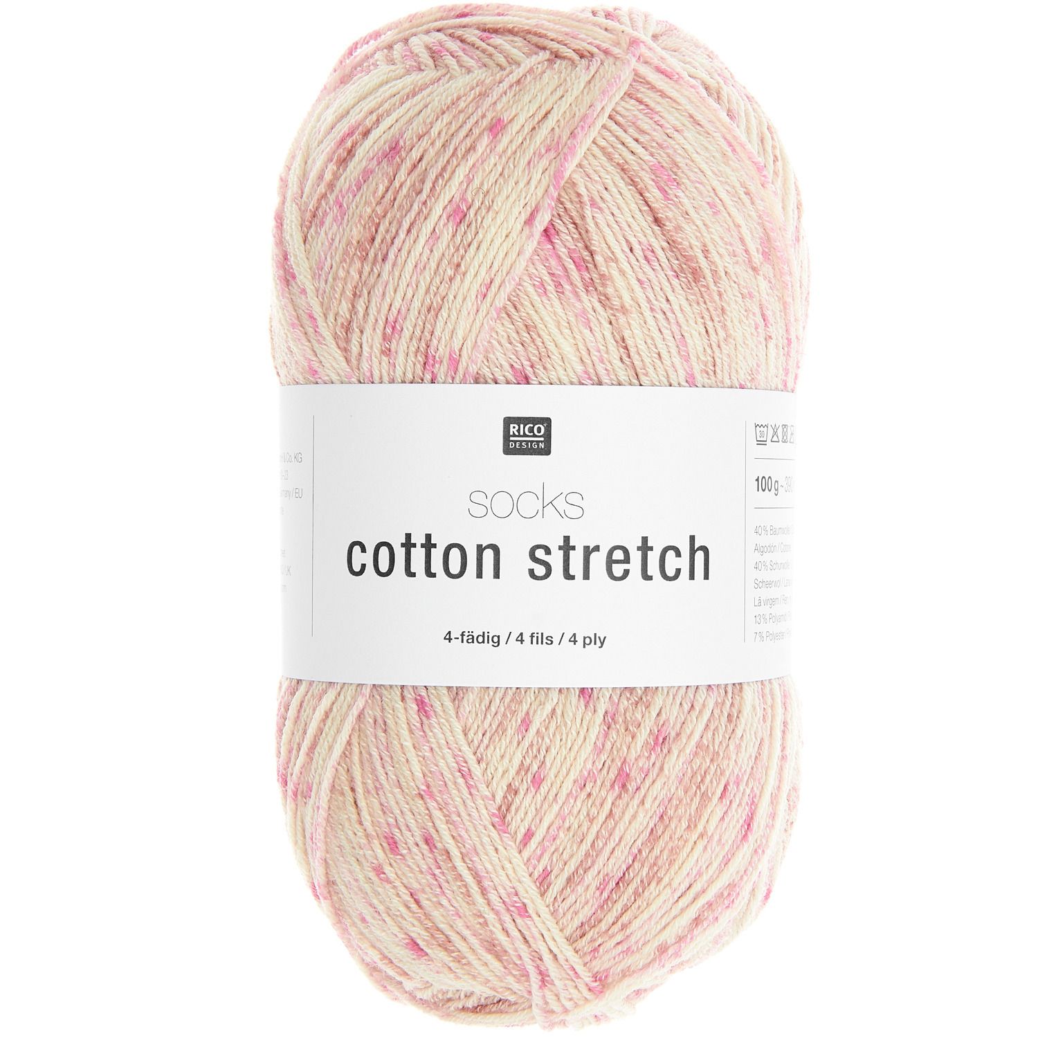 Rico Design Socks Cotton Stretch 002 – pinky