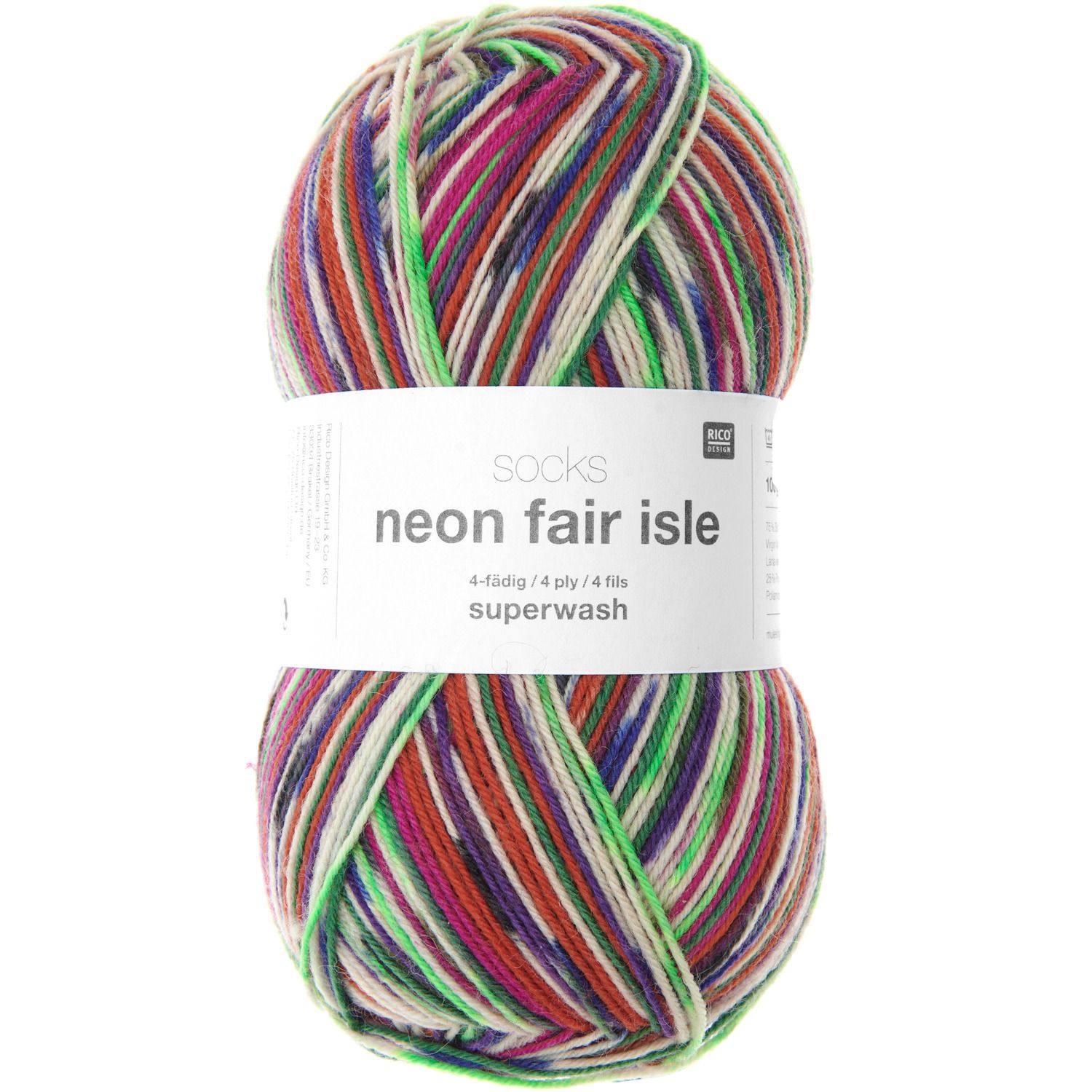 Rico Design Socks Neon Fair Isle 002 – etno