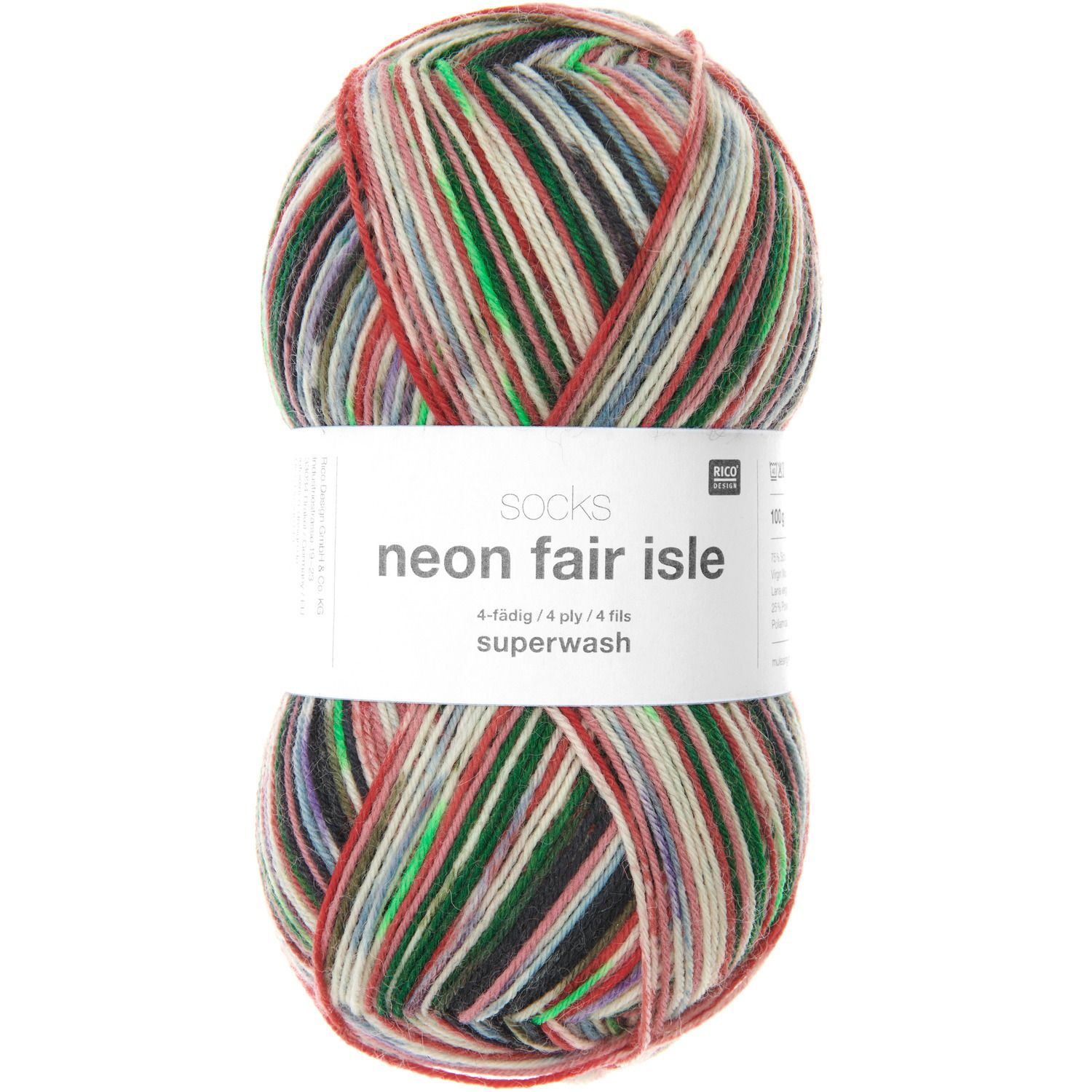 Rico Design Socks Neon Fair Isle 003 – stylo
