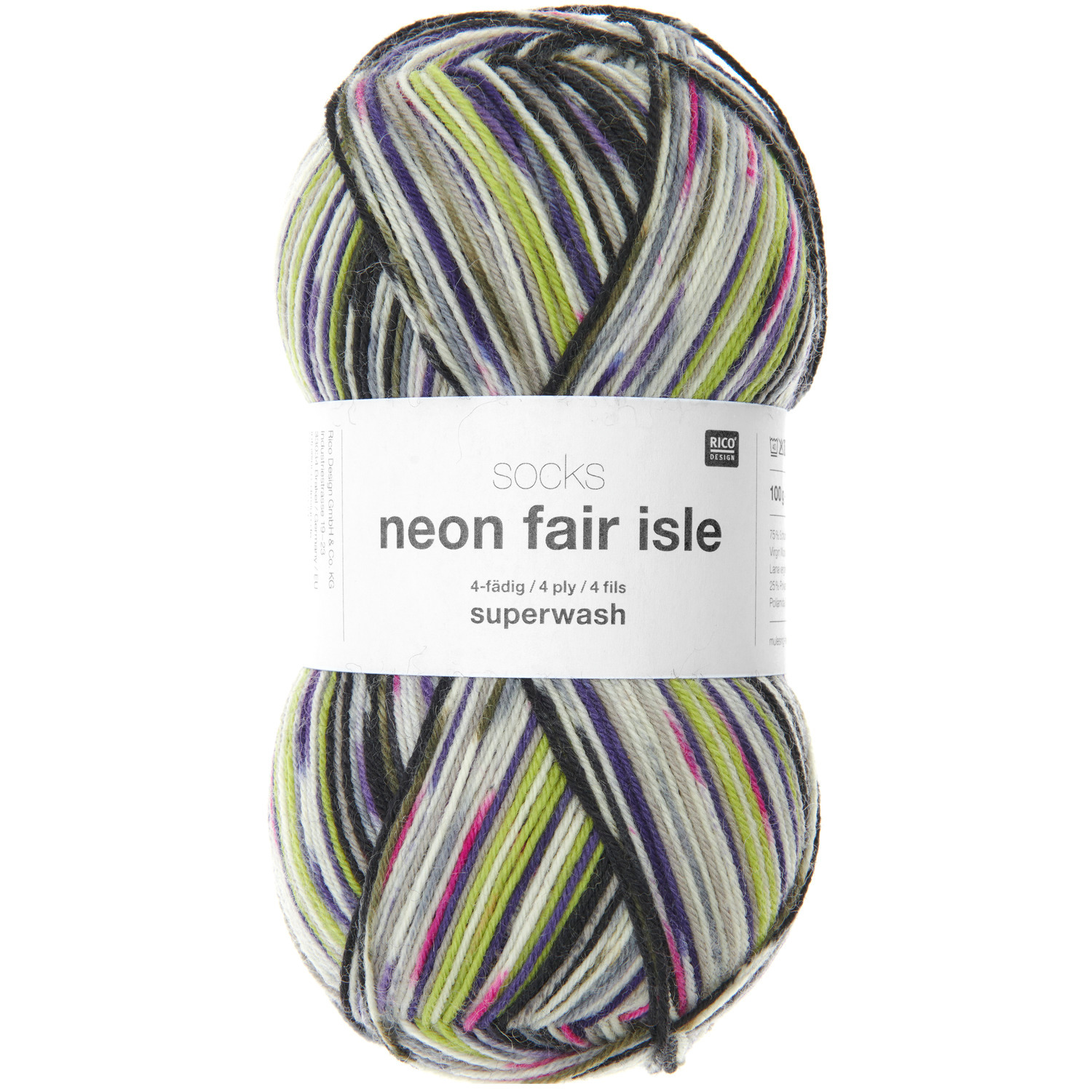 Rico Design Socks Neon Fair Isle 006 – sailor