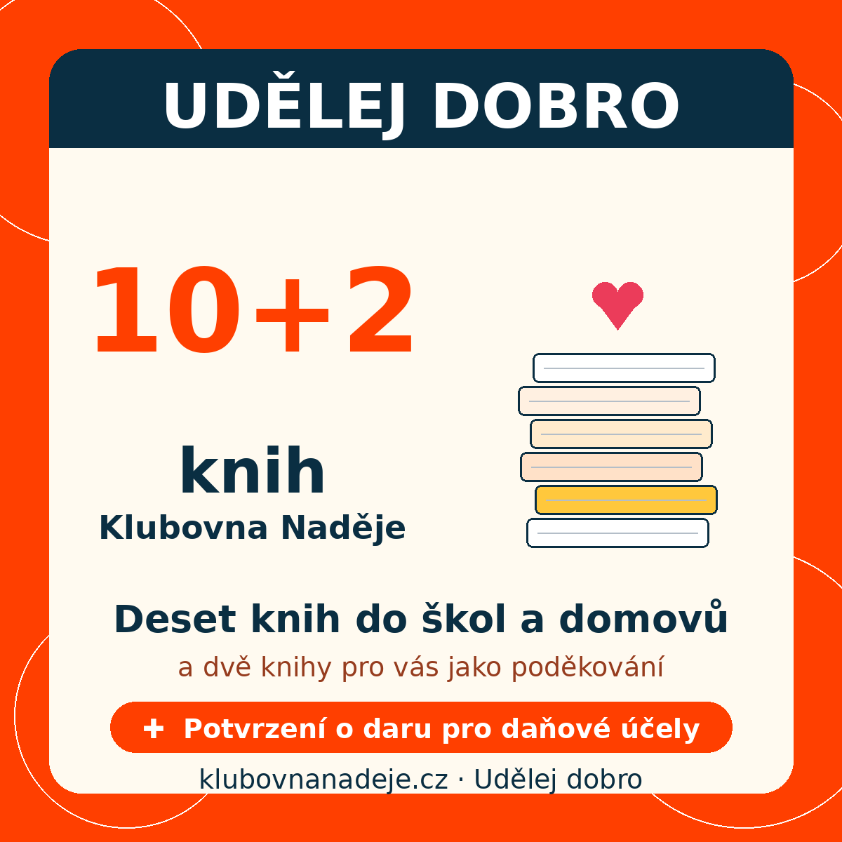 Udělej dobro, 10 knih do škol a dětských domovů + 2 pro vás