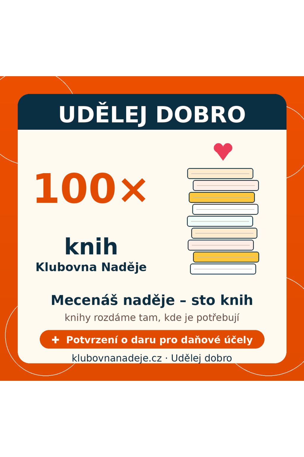 Udělej dobro, 100 knih, Mecenáš naděje