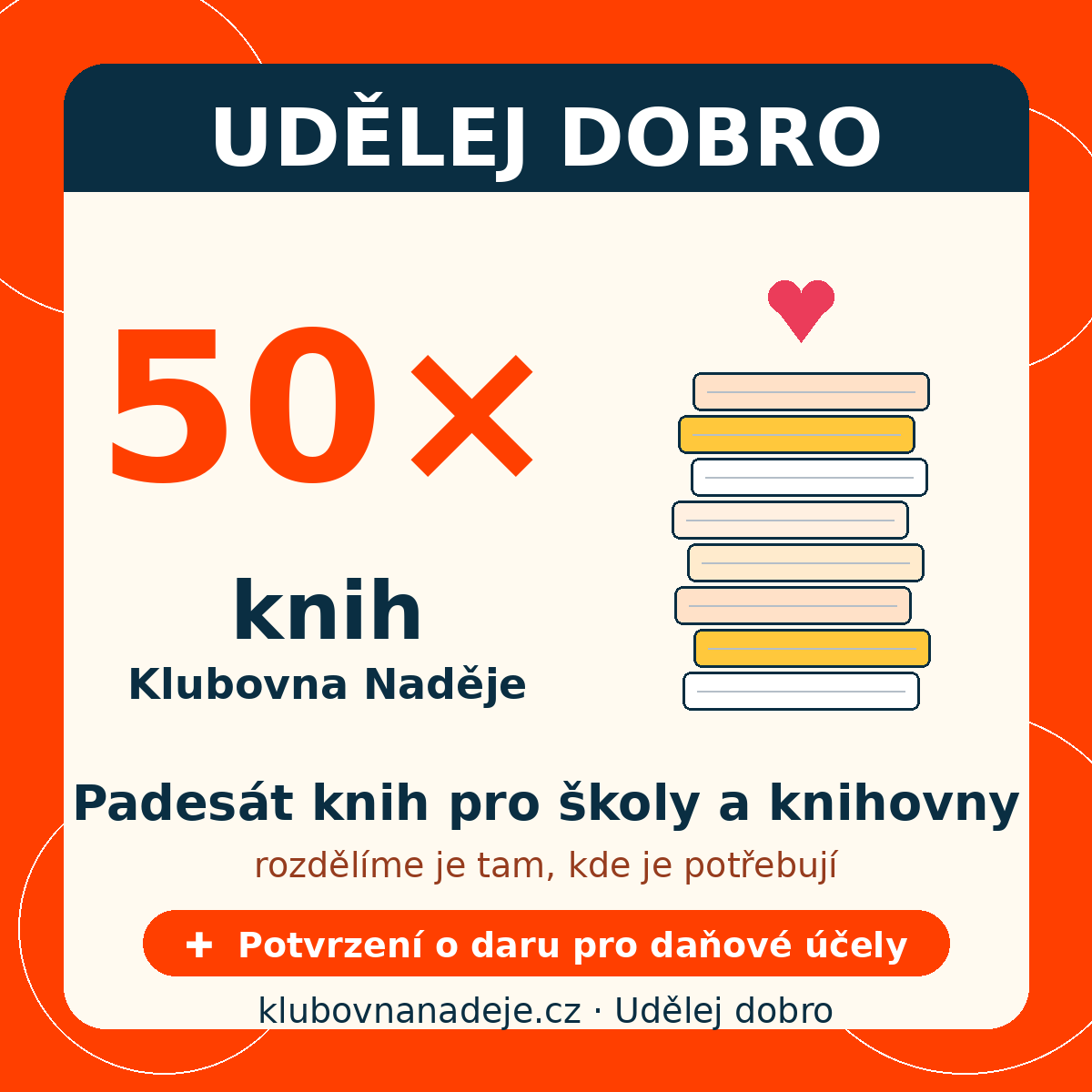 Udělej dobro, 50 knih pro školy a&nbsp;knihovny