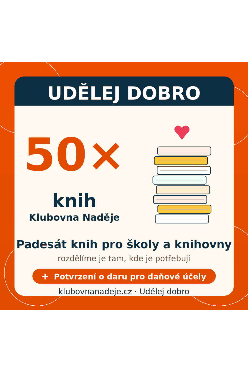 Udělej dobro, 50 knih pro školy a&nbsp;knihovny