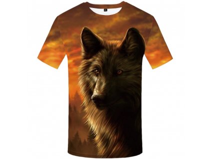 Tričko Vlk při západu slunce 3D