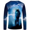 Tričko Vlk v bouřce s dlouhým rukávem 3D