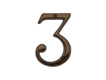 MPK -  DOMOVÁ ČÍSLICA "3"- 80 mm  BRM.LL - bronz matný