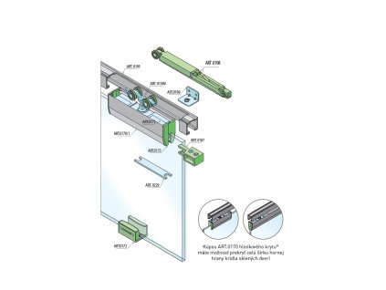 SC - POSUVNÝ SYSTÉM 100 SILENT GLASS S 80 KG SP  STM - strieborná matná (AF)