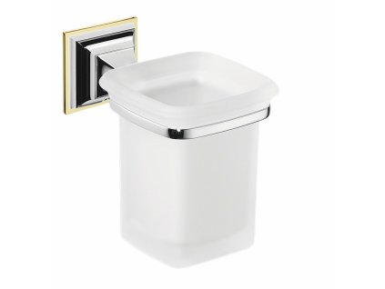 CB - PORTOFINO B3202 + B3200OZ - Pohár na zubné kefky s držiakom a podložkou  CHL/ZLL - chróm lesklý/zlatá lesklá (CR/OL)