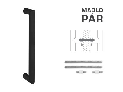 FT - MADLO kód K02 Ø 25 mm UN pár  CIM - čierna matná (FNO)