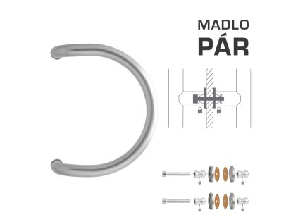 WA - MADLO M1 WA/A-S-SKLO pár  STM - strieborná matná (RAL 9006)
