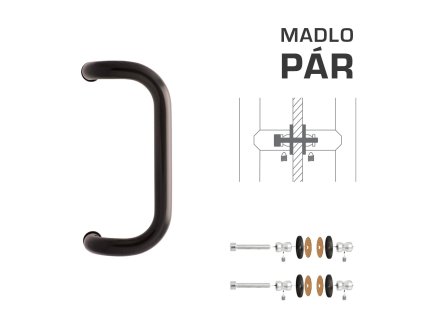 WA - MADLO M2 WA/A-S-SKLO pár  HNM.T - hnedá matná tmavá (RAL 8019)