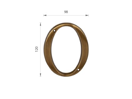 MPK -  DOMOVÁ ČÍSLICA "0" - 120 mm  BRM.LL - bronz matný