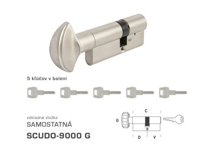 AGB - Vložka SCUDO 9000 S G obojstranná  NIM - nikel matný