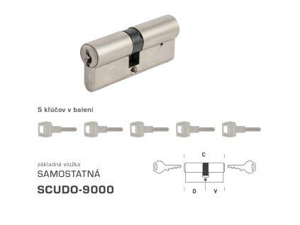 AGB - Vložka SCUDO 9000 S obojstranná  NIM - nikel matný
