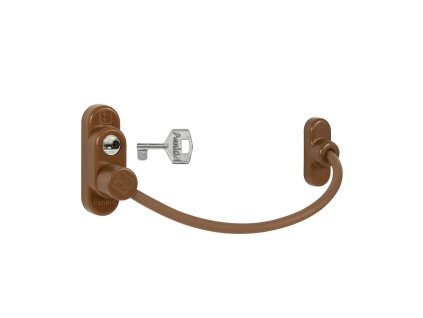 PD - Lankový zámok na okno s uzamykaním  HNM.S - hnedá matná svetlá (RAL8003)