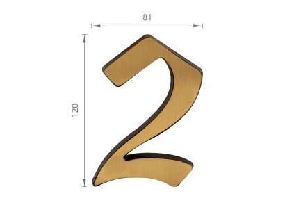 SS - DOMOVÁ ČÍSLICA  "2" -  120 mm  BRM.LL - bronz matný