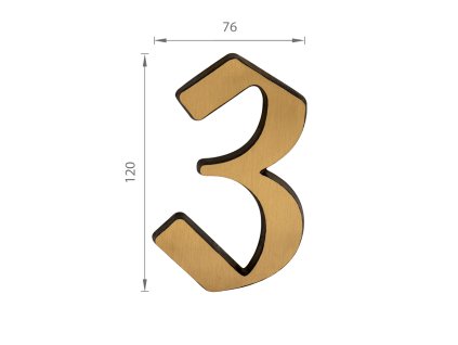 SS - DOMOVÁ ČÍSLICA  "3" -  120 mm  BRM.LL - bronz matný
