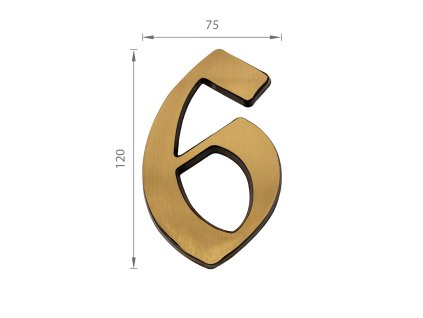 SS - DOMOVÁ ČÍSLICA  "6" -  120 mm  BRM.LL - bronz matný