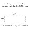SRL - ALFA vetracia mriežka 150 x 500 mm  NEM - nerez matná