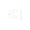 LR - DOMOVÉ PÍSMENO "c" - 60 mm - nalepovacie  NEM - nerez matná