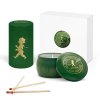 SN - DARČEKOVÝ BOX - Sviečka a zápalky -  Borovicový les  ZEL/ZLL - zelená lesklá/zlatý lesklý emblém