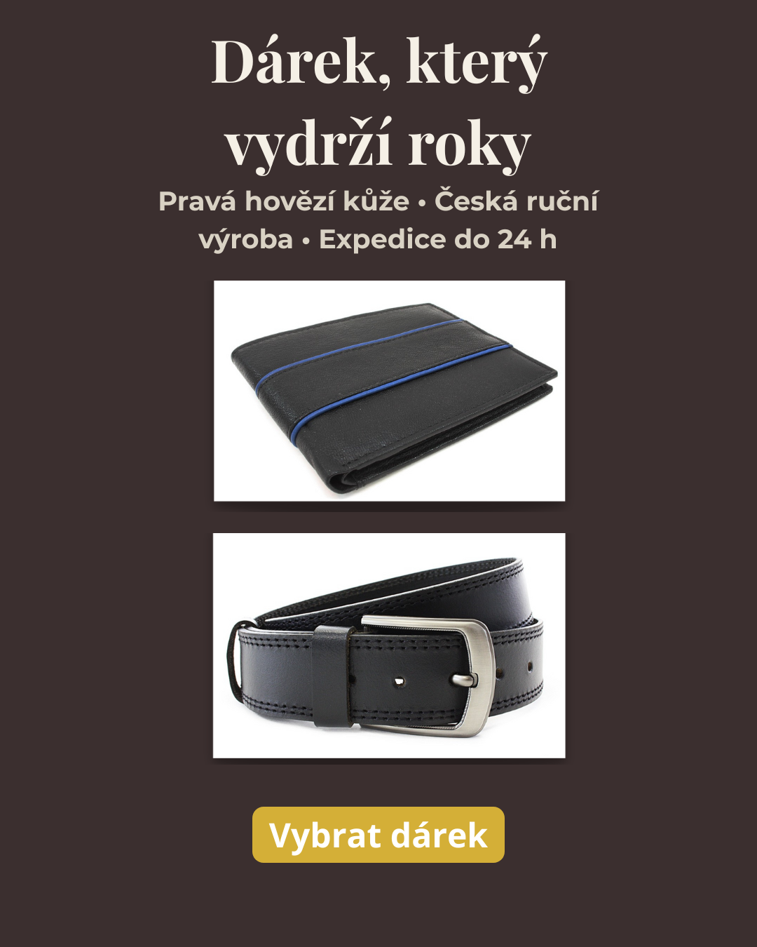 Luxusní dárky pro muže – kožená peněženka a opasek