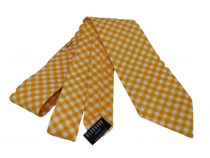 Žlutobílá károvaná kravata