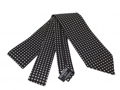 Černá kravata s bílými puntíky