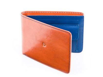 Pánská kožená peněženka, Hnědo/Modrá