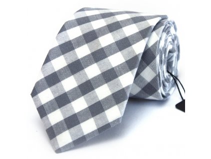 Šedobílá károvaná kravata