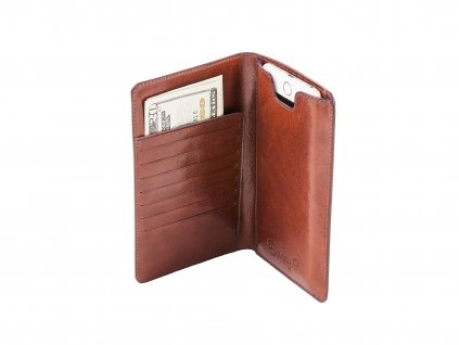Kožená peněženka s pouzdrem na iPhone 7/6S/6 Plus, Tmavě hnědá